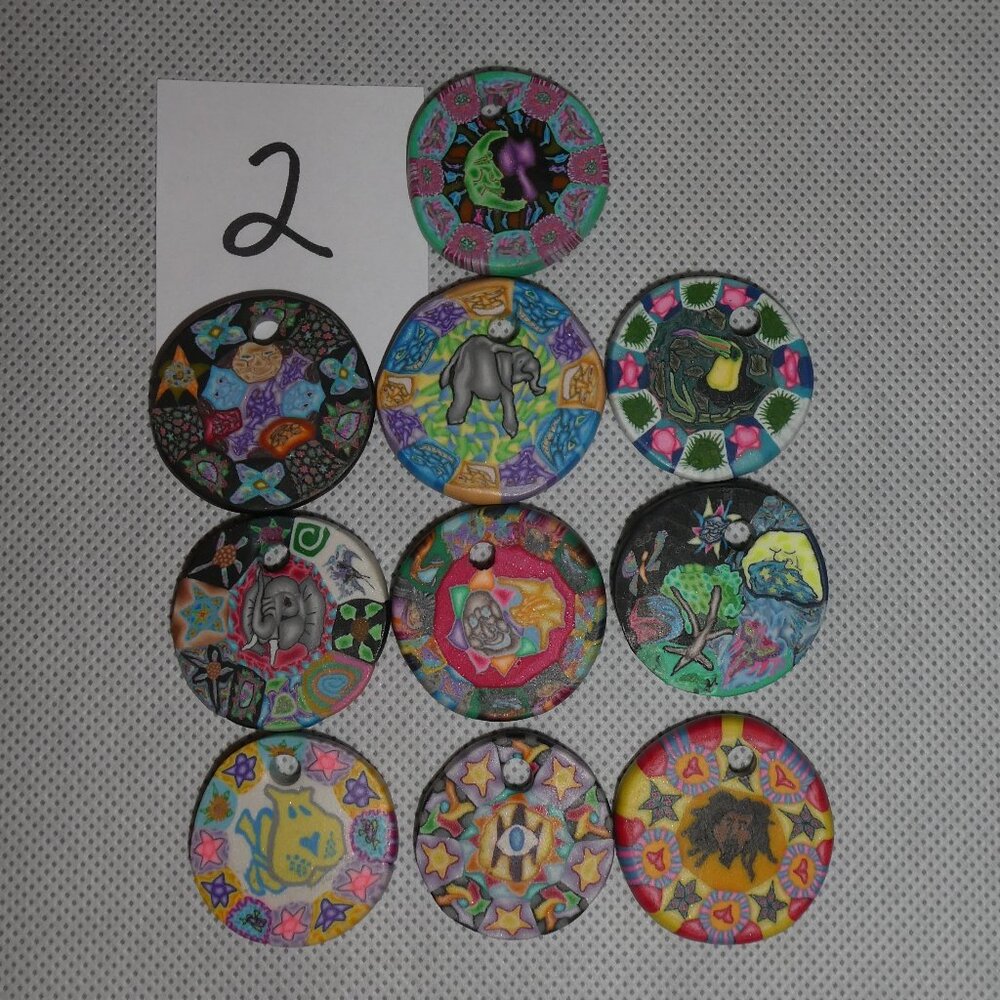 FIMO Clay Pendants Assorted Designs Pack of 10 - Picture 3 of 10